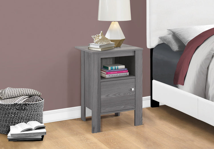 Monarch Specialties I 2138 Table D'appoint, Côté, Bout, Table De Nuit, Lampe, Rangement, Salon, Chambre À Coucher, Stratifié, Gris, Transitionnel - Simple Boutique