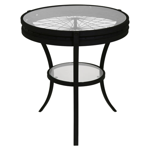 Monarch Specialties I 2140 Table D'appoint, Côté, Bout, Table De Nuit, Lampe, Rond, Salon, Chambre À Coucher, Métal, Verre Trempé, Noir, Dégager, Transitionnel