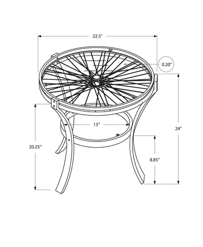 Monarch Specialties I 2140 Table D'appoint, Côté, Bout, Table De Nuit, Lampe, Rond, Salon, Chambre À Coucher, Métal, Verre Trempé, Noir, Dégager, Transitionnel