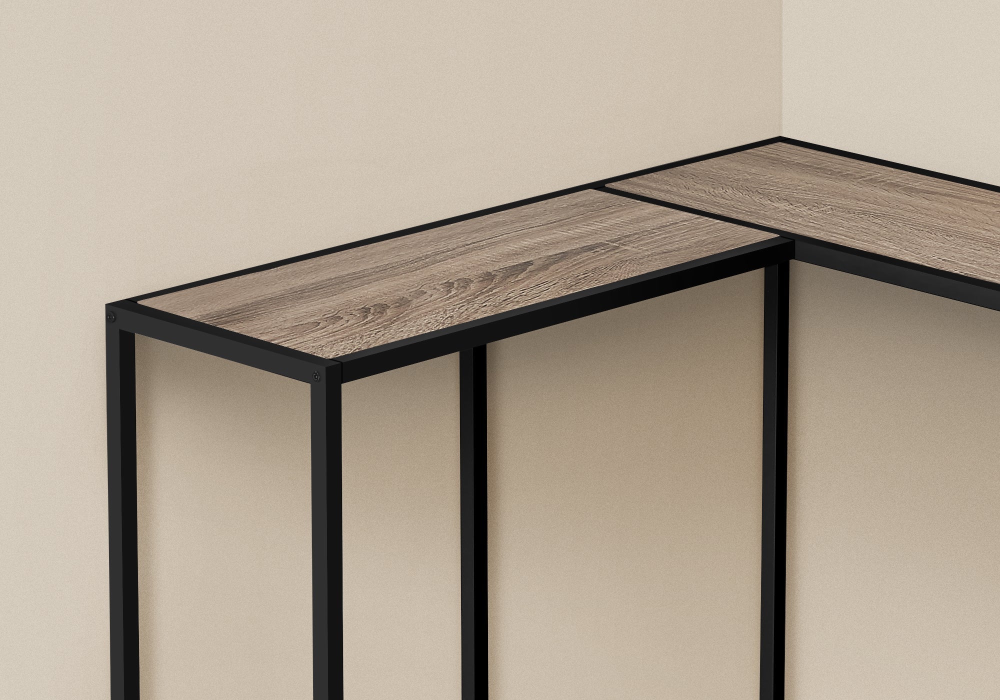Monarch Specialties I 2155 Table D'appoint, Console, Entrée, Étroit, Coin, Salon, Chambre À Coucher, Métal, Stratifié, Brun, Noir, Contemporain, Moderne - Simple Boutique