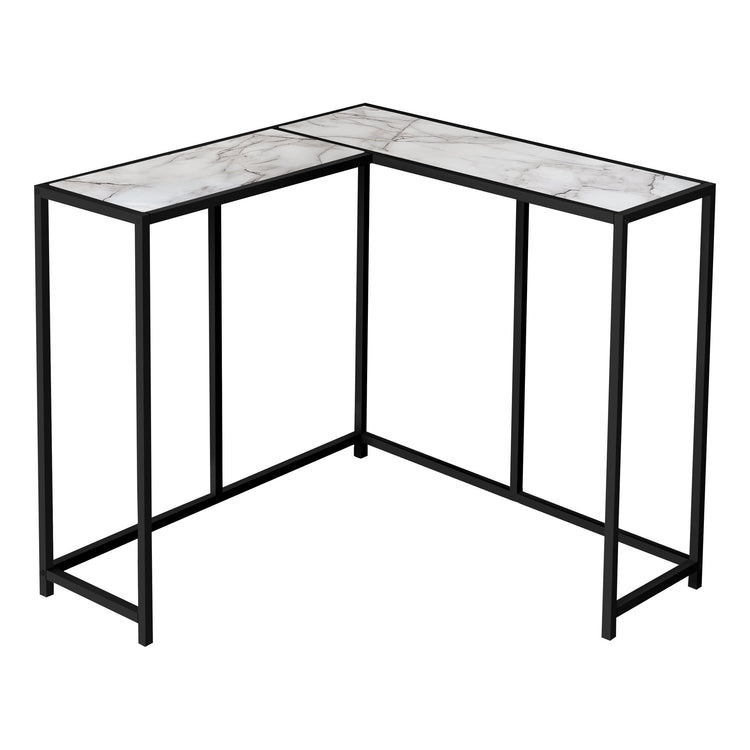 Monarch Specialties I 2159 Table D'appoint, Console, Entrée, Étroit, Coin, Salon, Chambre À Coucher, Métal, Stratifié, Aspect Marbre Blanc, Noir, Contemporain, Moderne - Simple Boutique