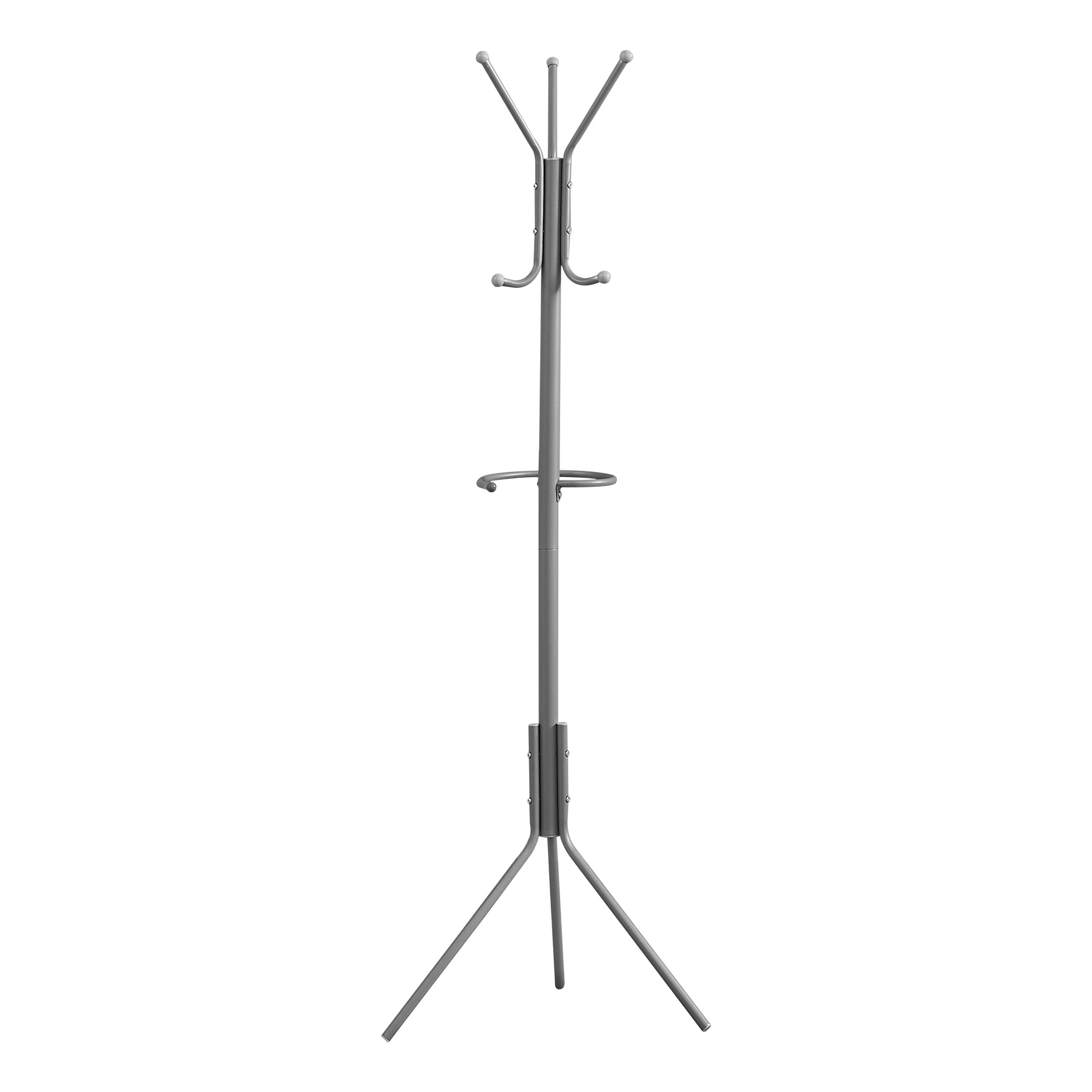 Monarch Specialties I 2163 Patère, Portemanteau, Sur Pied, Barre De Suspension, 6 Crochets, Entrée, 68"h, Chambre À Coucher, Métal, Gris, Contemporain, Moderne - Simple Boutique