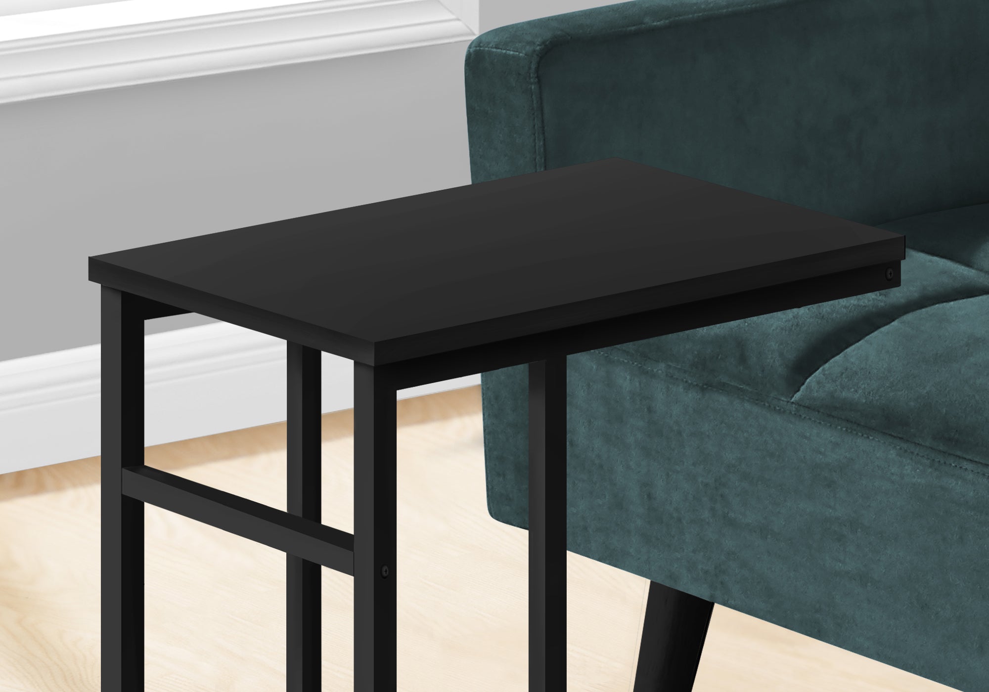 Monarch Specialties I 2170 Table D'appoint, En Forme De C, Bout, Côté, Collation, Salon, Chambre À Coucher, Métal, Stratifié, Noir, Contemporain, Moderne - Simple Boutique