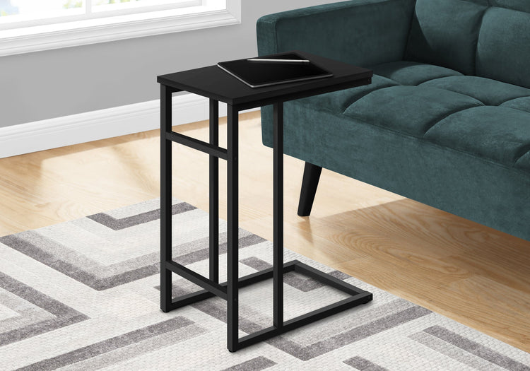 Monarch Specialties I 2170 Table D'appoint, En Forme De C, Bout, Côté, Collation, Salon, Chambre À Coucher, Métal, Stratifié, Noir, Contemporain, Moderne - Simple Boutique