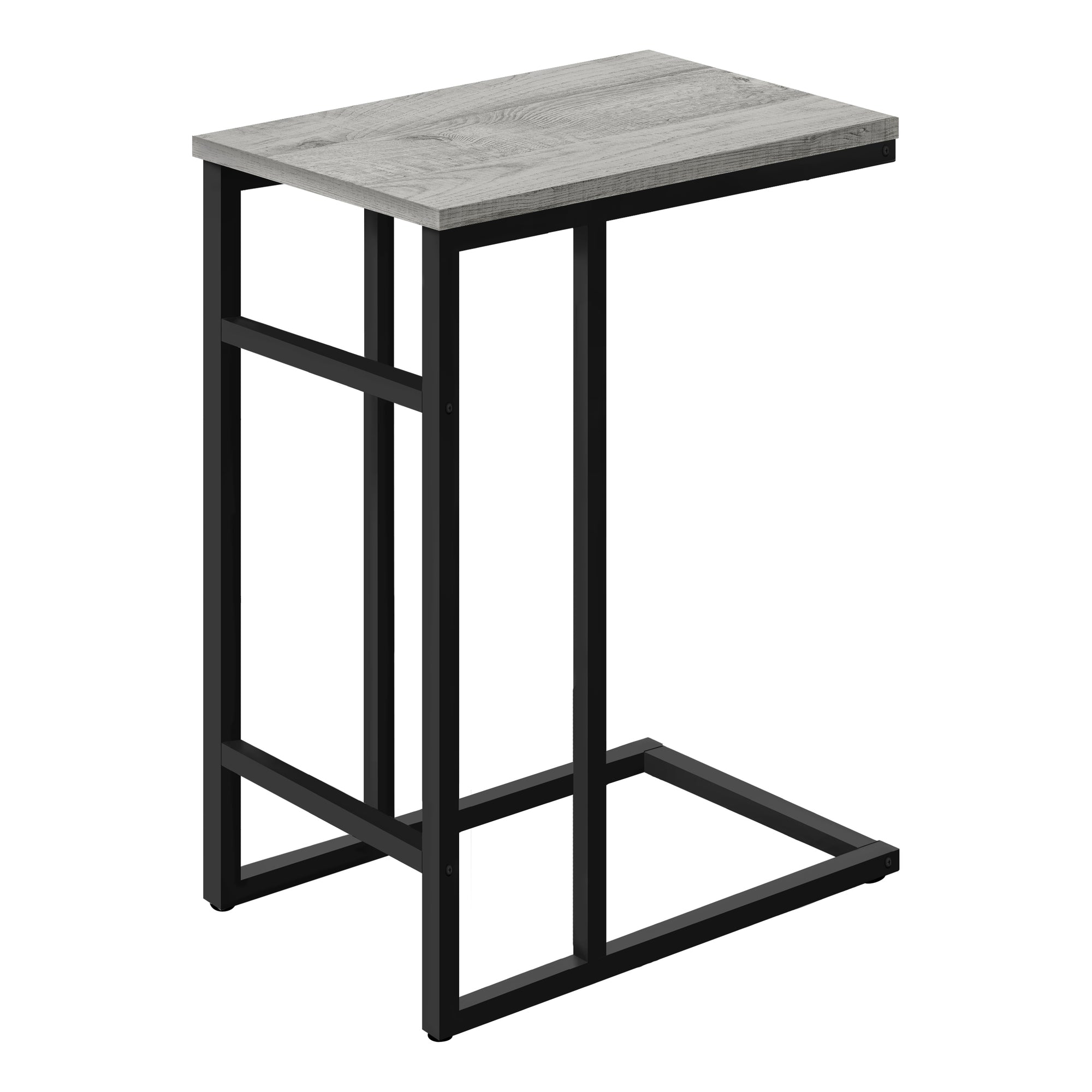Monarch Specialties I 2171 Table D'appoint, En Forme De C, Bout, Côté, Collation, Salon, Chambre À Coucher, Métal, Stratifié, Gris, Noir, Contemporain, Moderne - Simple Boutique