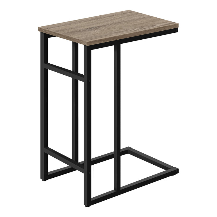 Monarch Specialties I 2172 Table D'appoint, En Forme De C, Bout, Côté, Collation, Salon, Chambre À Coucher, Métal, Stratifié, Brun, Noir, Contemporain, Moderne - Simple Boutique