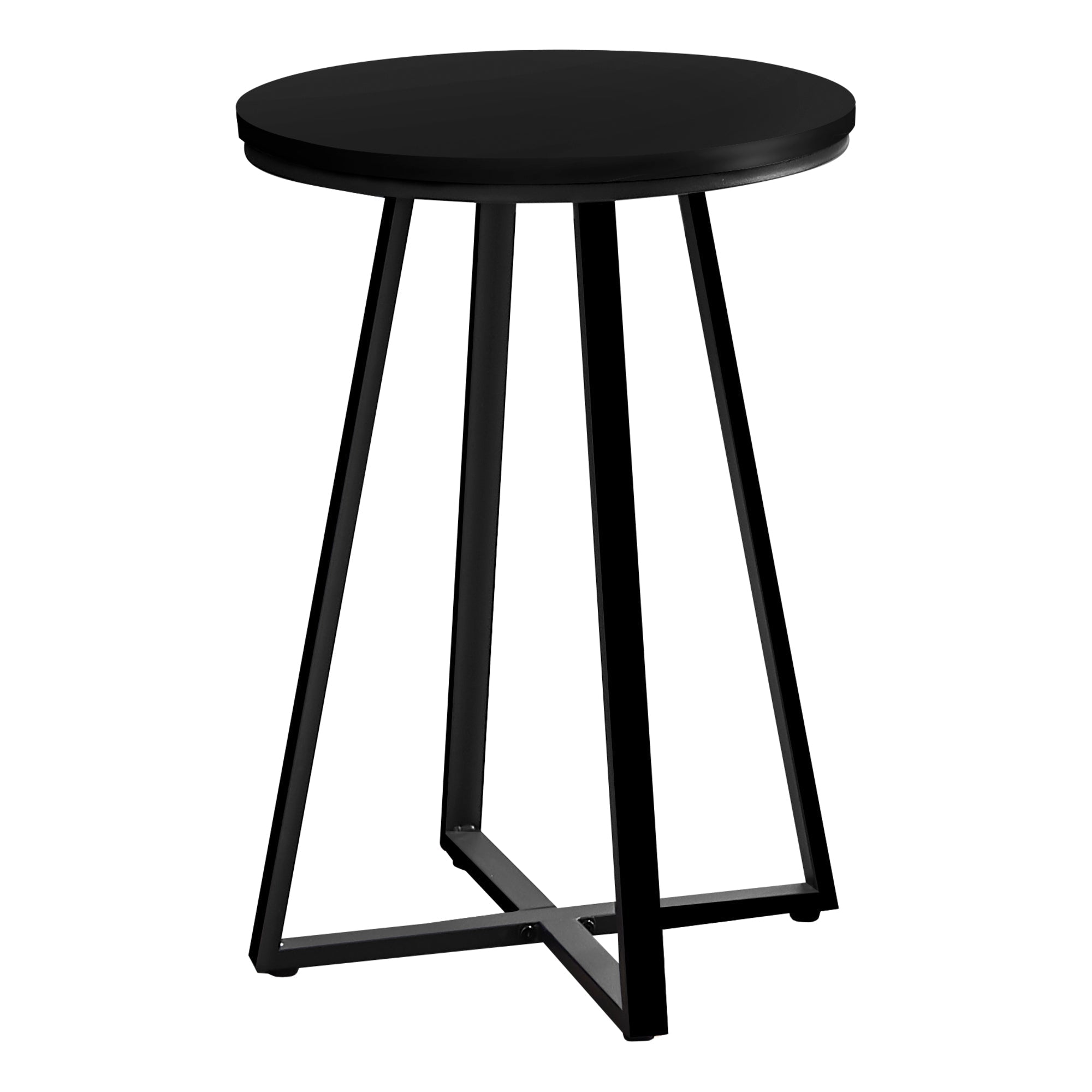 Monarch Specialties I 2175 Table D'appoint, Côté, Rond, Bout, Table De Nuit, Lampe, Salon, Chambre À Coucher, Métal, Stratifié, Noir, Contemporain, Moderne - Simple Boutique