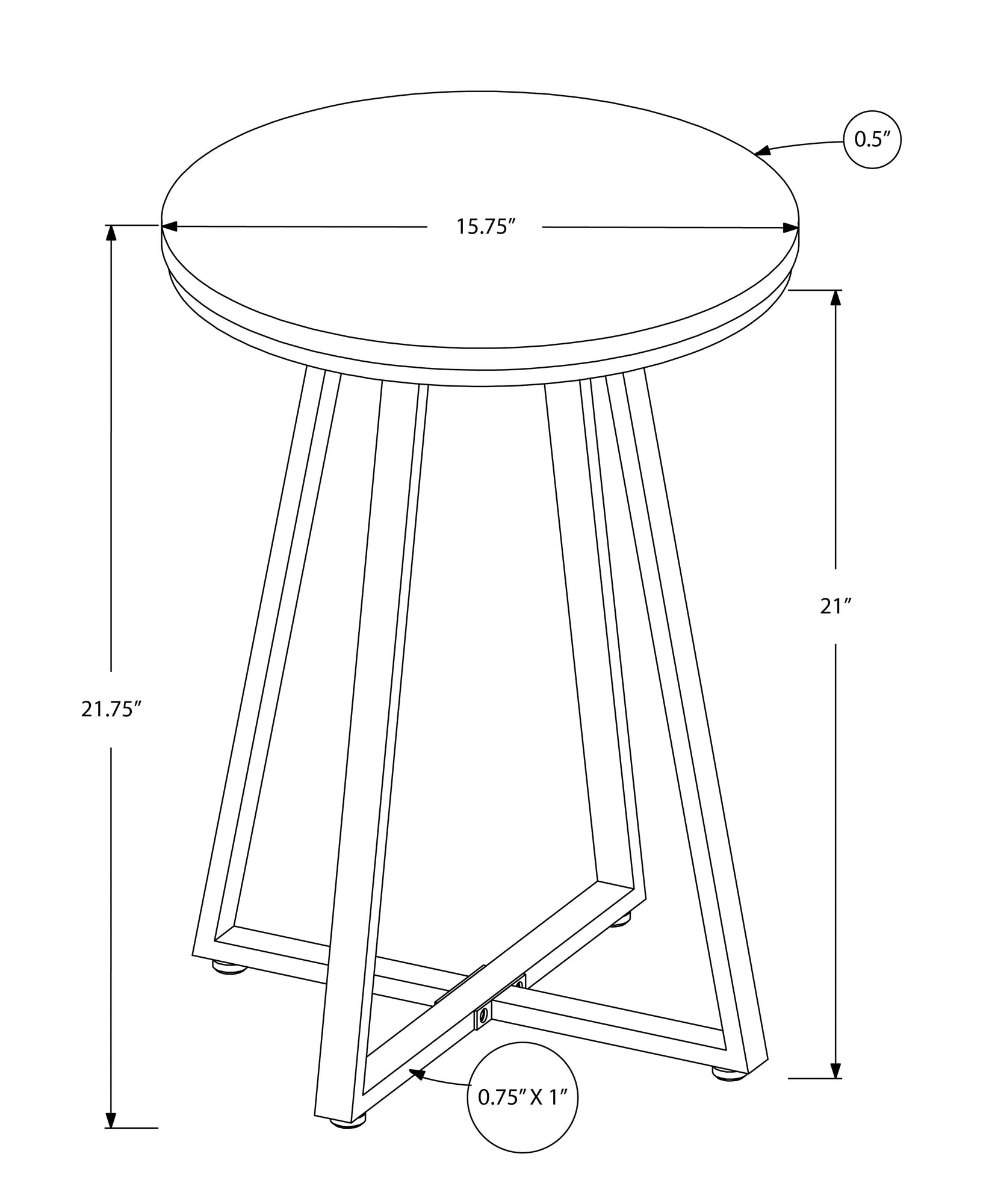 Monarch Specialties I 2175 Table D'appoint, Côté, Rond, Bout, Table De Nuit, Lampe, Salon, Chambre À Coucher, Métal, Stratifié, Noir, Contemporain, Moderne - Simple Boutique
