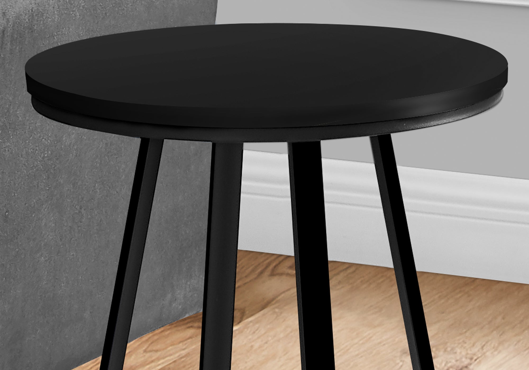 Monarch Specialties I 2175 Table D'appoint, Côté, Rond, Bout, Table De Nuit, Lampe, Salon, Chambre À Coucher, Métal, Stratifié, Noir, Contemporain, Moderne - Simple Boutique