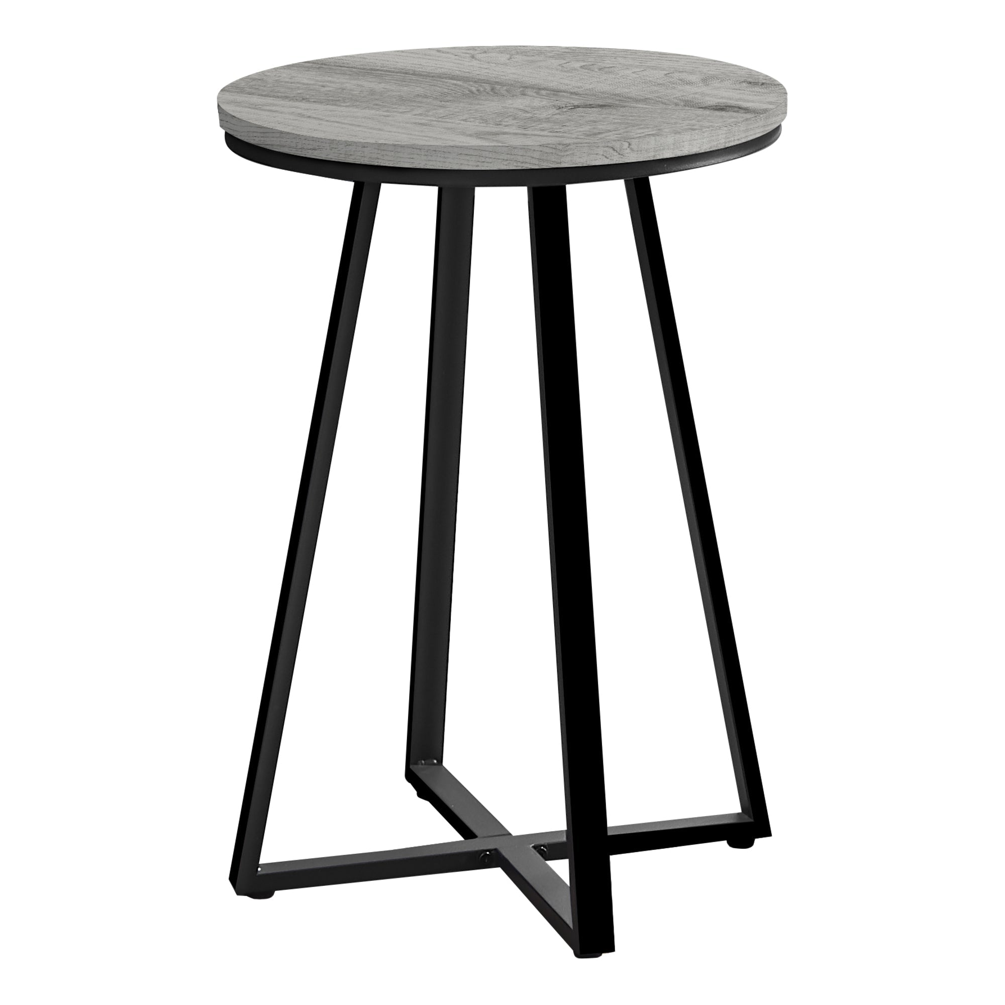 Monarch Specialties I 2176 Table D'appoint, Côté, Rond, Bout, Table De Nuit, Lampe, Salon, Chambre À Coucher, Métal, Stratifié, Gris, Noir, Contemporain, Moderne - Simple Boutique