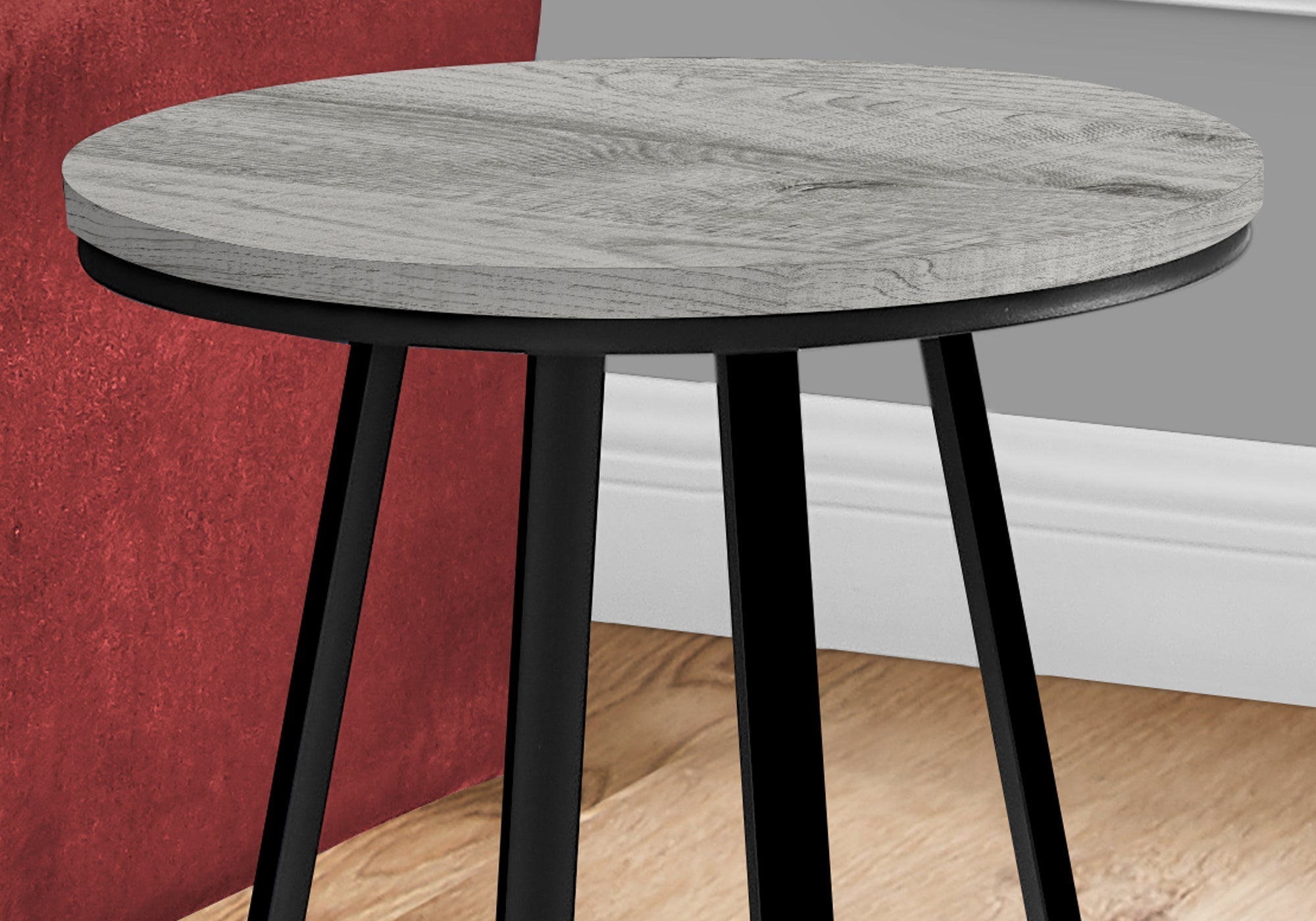 Monarch Specialties I 2176 Table D'appoint, Côté, Rond, Bout, Table De Nuit, Lampe, Salon, Chambre À Coucher, Métal, Stratifié, Gris, Noir, Contemporain, Moderne - Simple Boutique