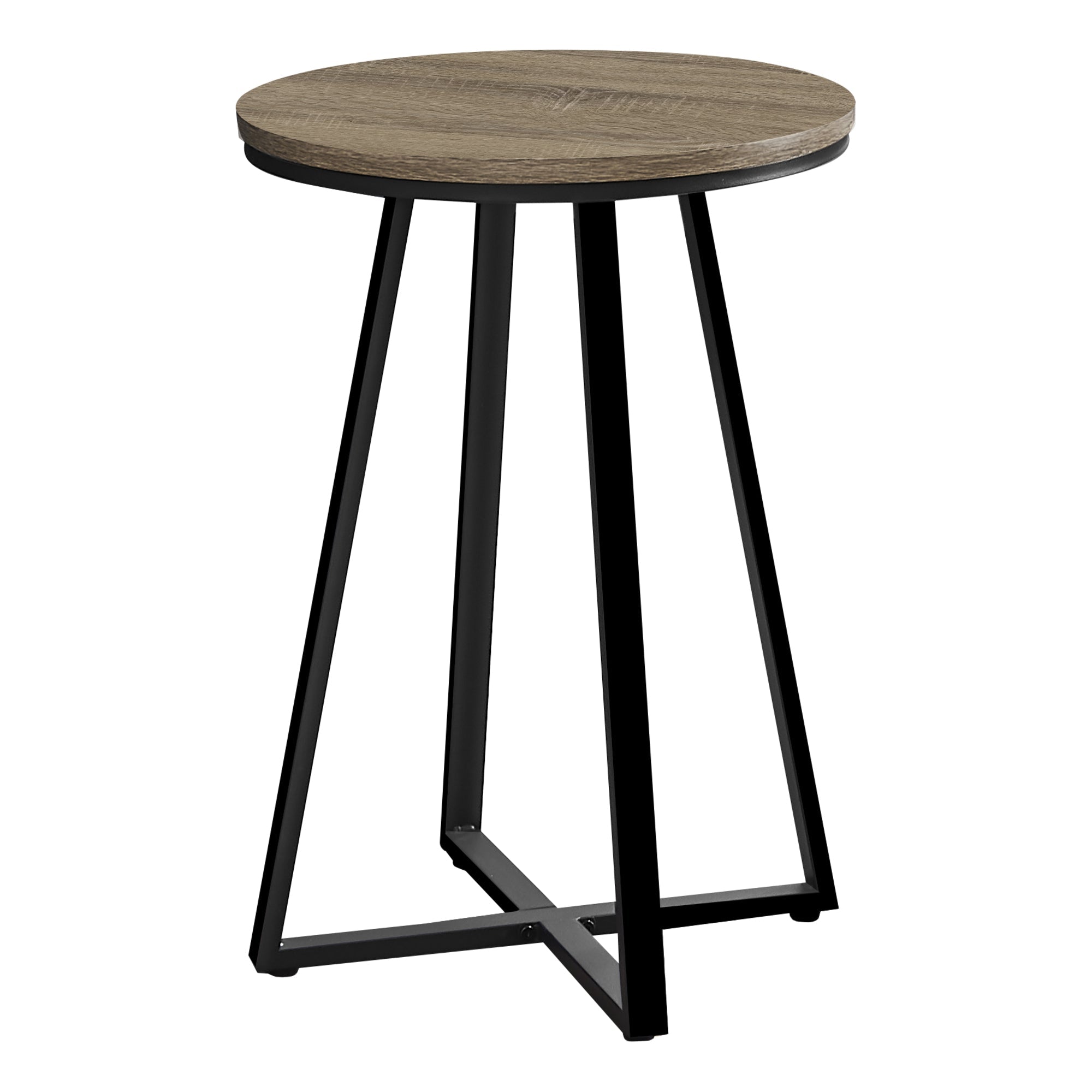 Monarch Specialties I 2177 Table D'appoint, Côté, Rond, Bout, Table De Nuit, Lampe, Salon, Chambre À Coucher, Métal, Stratifié, Brun, Noir, Contemporain, Moderne - Simple Boutique