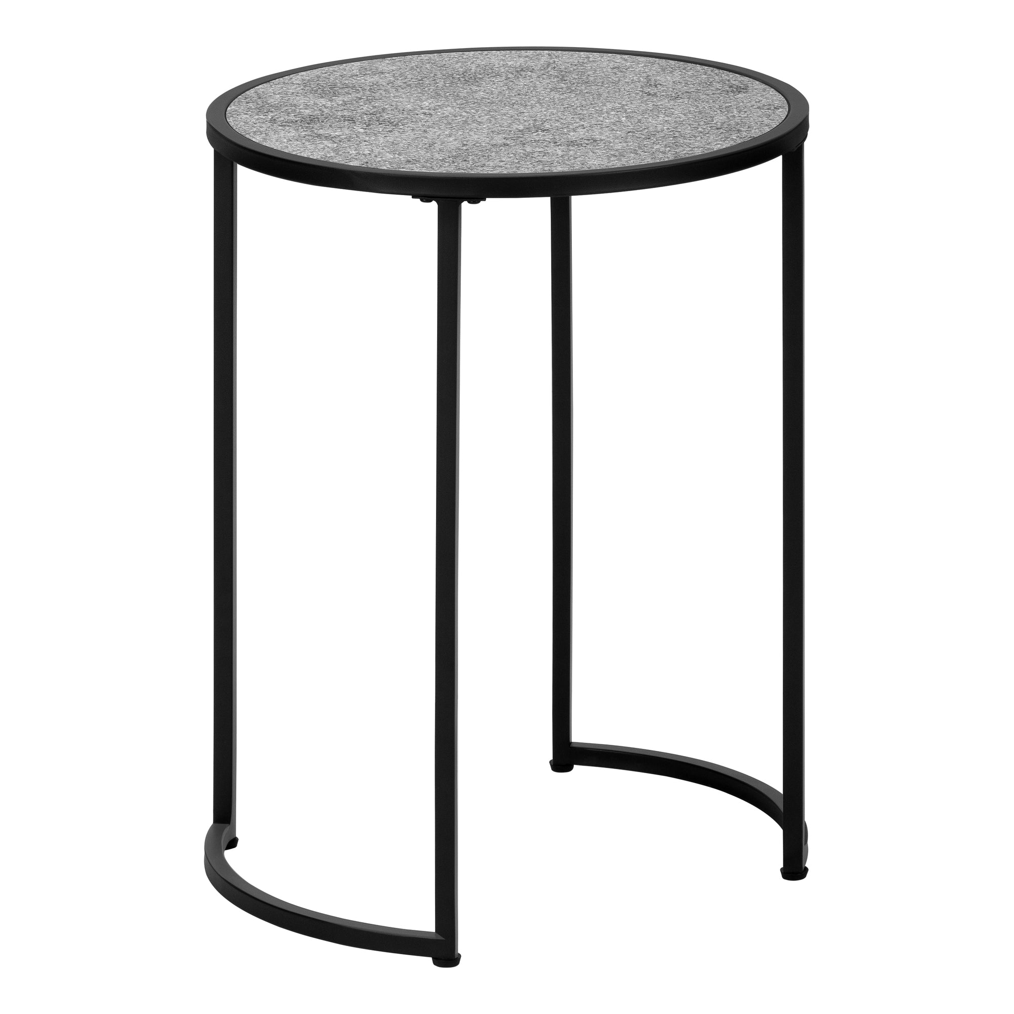 Monarch Specialties I 2206 Table D'appoint, Côté, Rond, Bout, Table De Nuit, Lampe, Salon, Chambre À Coucher, Métal, Stratifié, Gris, Noir, Contemporain, Moderne - Simple Boutique