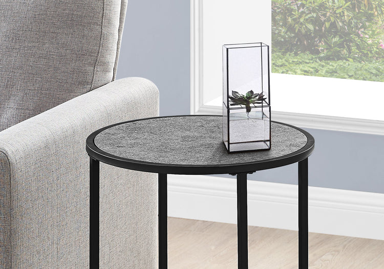 Monarch Specialties I 2206 Table D'appoint, Côté, Rond, Bout, Table De Nuit, Lampe, Salon, Chambre À Coucher, Métal, Stratifié, Gris, Noir, Contemporain, Moderne - Simple Boutique