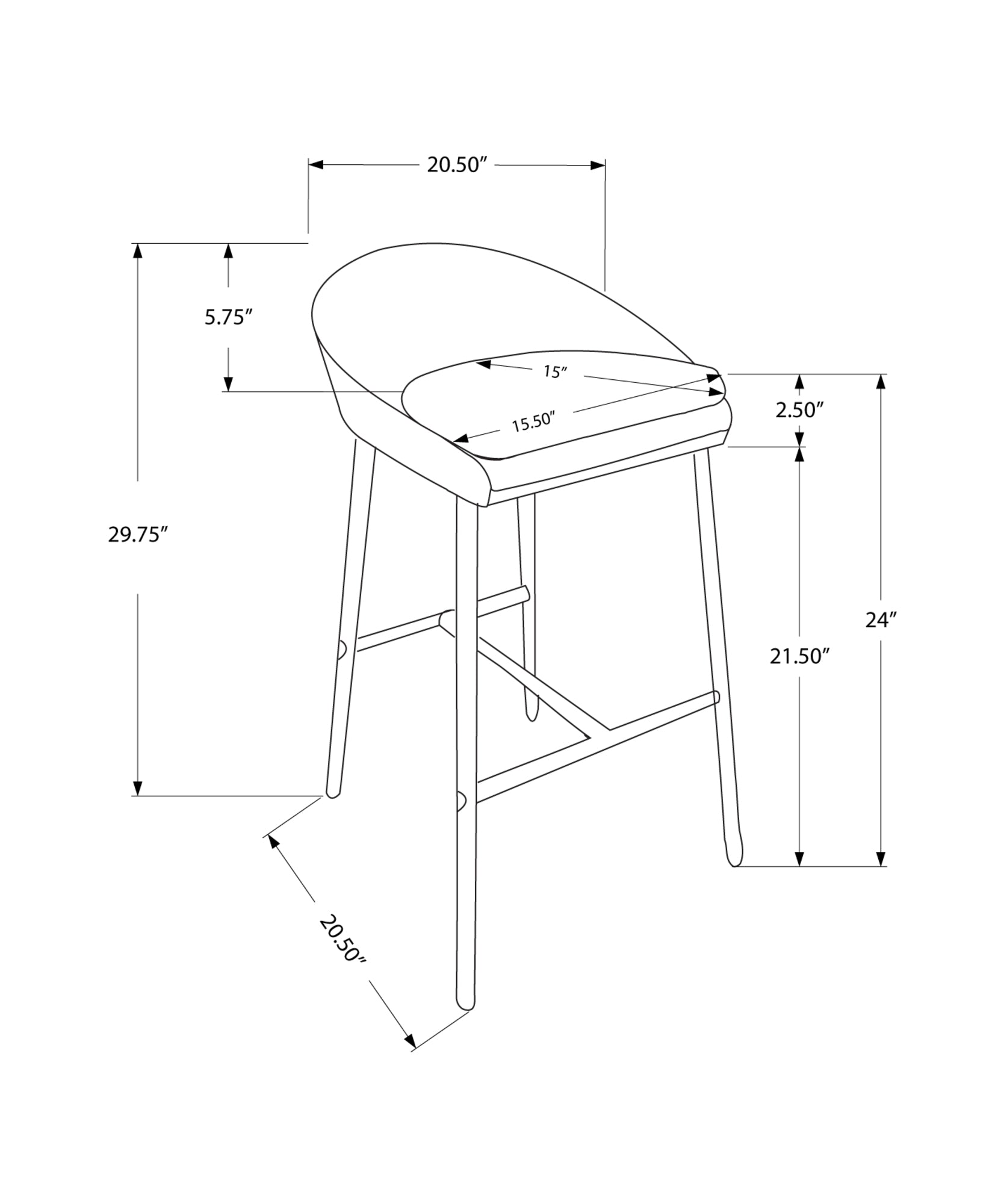 Monarch Specialties I 2296 Tabouret De Bar, Lot De 2, Hauteur Du Comptoir, Cuisine, Métal, Pu D'aspect Cuir, Blanc, Chrome, Contemporain, Moderne - Simple Boutique