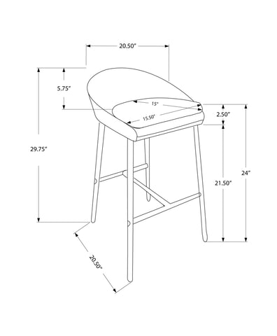 Monarch Specialties I 2296 Tabouret De Bar, Lot De 2, Hauteur Du Comptoir, Cuisine, Métal, Pu D'aspect Cuir, Blanc, Chrome, Contemporain, Moderne