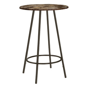 Monarch Specialties I 2310 Bar Maison, Table De Bar, Hauteur Bar, Pub, 30" Rond, Petit, Cuisine, Métal, Stratifié, D'aspect Marbre Brun, Contemporain, Moderne - Simple Boutique