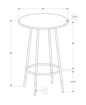Monarch Specialties I 2310 Bar Maison, Table De Bar, Hauteur Bar, Pub, 30" Rond, Petit, Cuisine, Métal, Stratifié, D'aspect Marbre Brun, Contemporain, Moderne - Simple Boutique