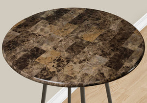 Monarch Specialties I 2310 Bar Maison, Table De Bar, Hauteur Bar, Pub, 30" Rond, Petit, Cuisine, Métal, Stratifié, D'aspect Marbre Brun, Contemporain, Moderne - Simple Boutique
