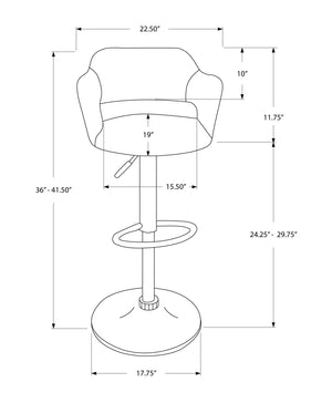 Monarch Specialties I 2357 Tabouret De Bar, Pivotant, Hauteur Bar, Ajustable, Métal, Pu D'aspect Cuir, Noir, Chrome, Contemporain, Moderne - Simple Boutique