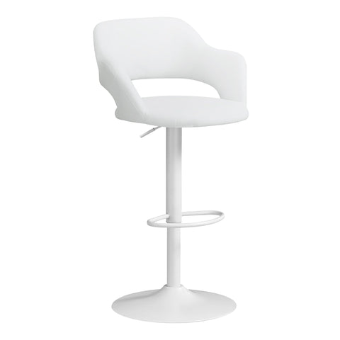 Monarch Specialties I 2382 Tabouret De Bar, Pivotant, Hauteur Bar, Ajustable, Métal, Pu D'aspect Cuir, Blanc, Contemporain, Moderne