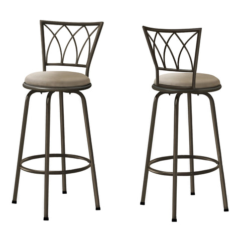 Monarch Specialties I 2393 Tabouret De Bar, Lot De 2, Pivotant, Hauteur Bar, Métal, En Tissu, Brun, Beige, Contemporain, Moderne