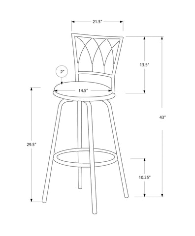 Monarch Specialties I 2393 Tabouret De Bar, Lot De 2, Pivotant, Hauteur Bar, Métal, En Tissu, Brun, Beige, Contemporain, Moderne