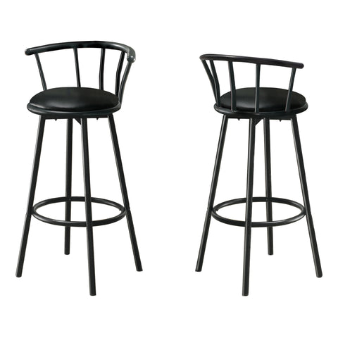 Monarch Specialties I 2398 Tabouret De Bar, Lot De 2, Pivotant, Hauteur Bar, Bois, Pu D'aspect Cuir, Noir, Contemporain, Moderne