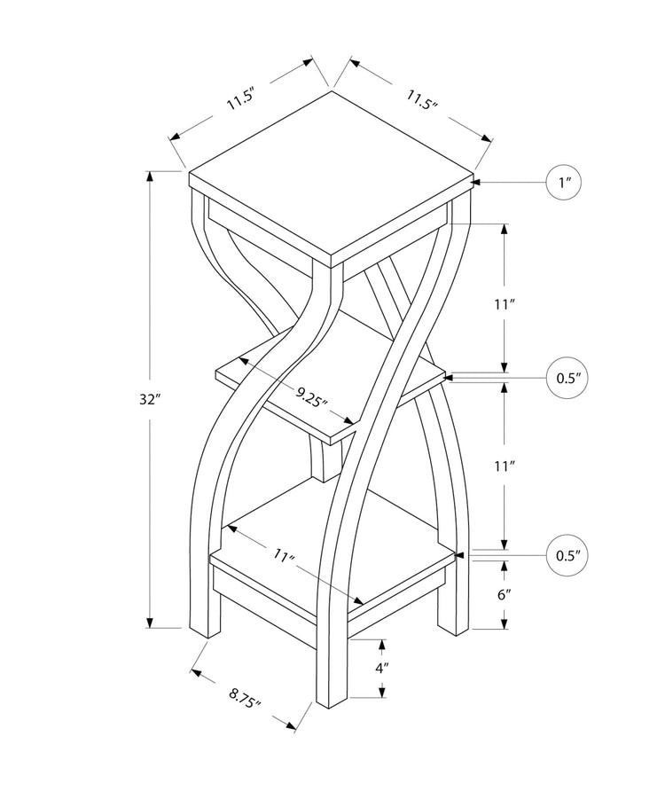 Monarch Specialties I 2414 Table D'appoint, Côté, Bout, Support Pour Plantes, Carré, Salon, Chambre À Coucher, Stratifié, Noir, Transitionnel - Simple Boutique