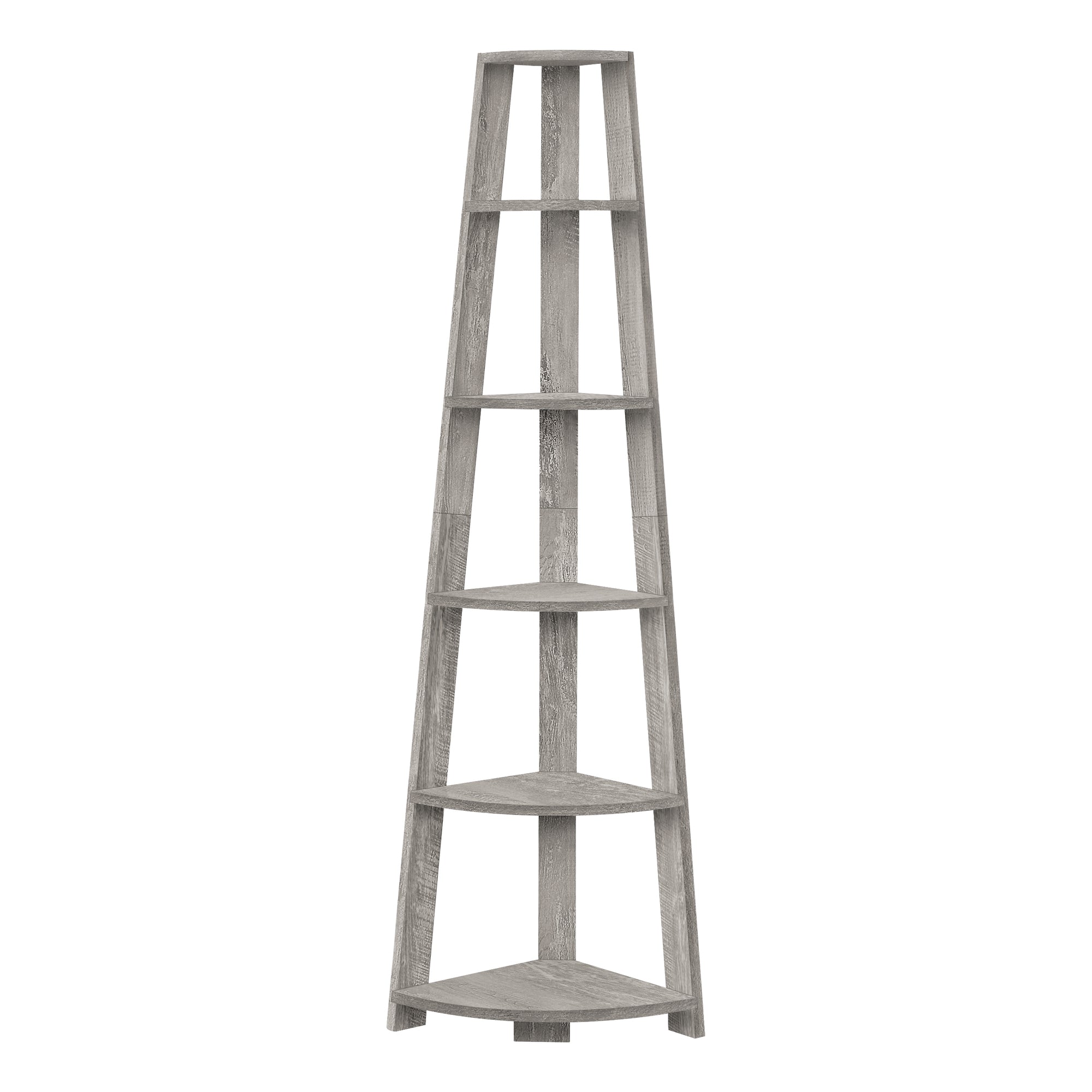 Monarch Specialties I 2433 Étagère À Livres, Étagère, Étagère, Coin, 5 Niveaux, 72"h, Bureau, Chambre À Coucher, Stratifié, Gris, Contemporain, Moderne - Simple Boutique