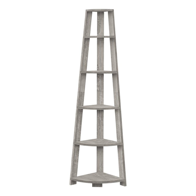 Monarch Specialties I 2433 Étagère À Livres, Étagère, Étagère, Coin, 5 Niveaux, 72"h, Bureau, Chambre À Coucher, Stratifié, Gris, Contemporain, Moderne - Simple Boutique