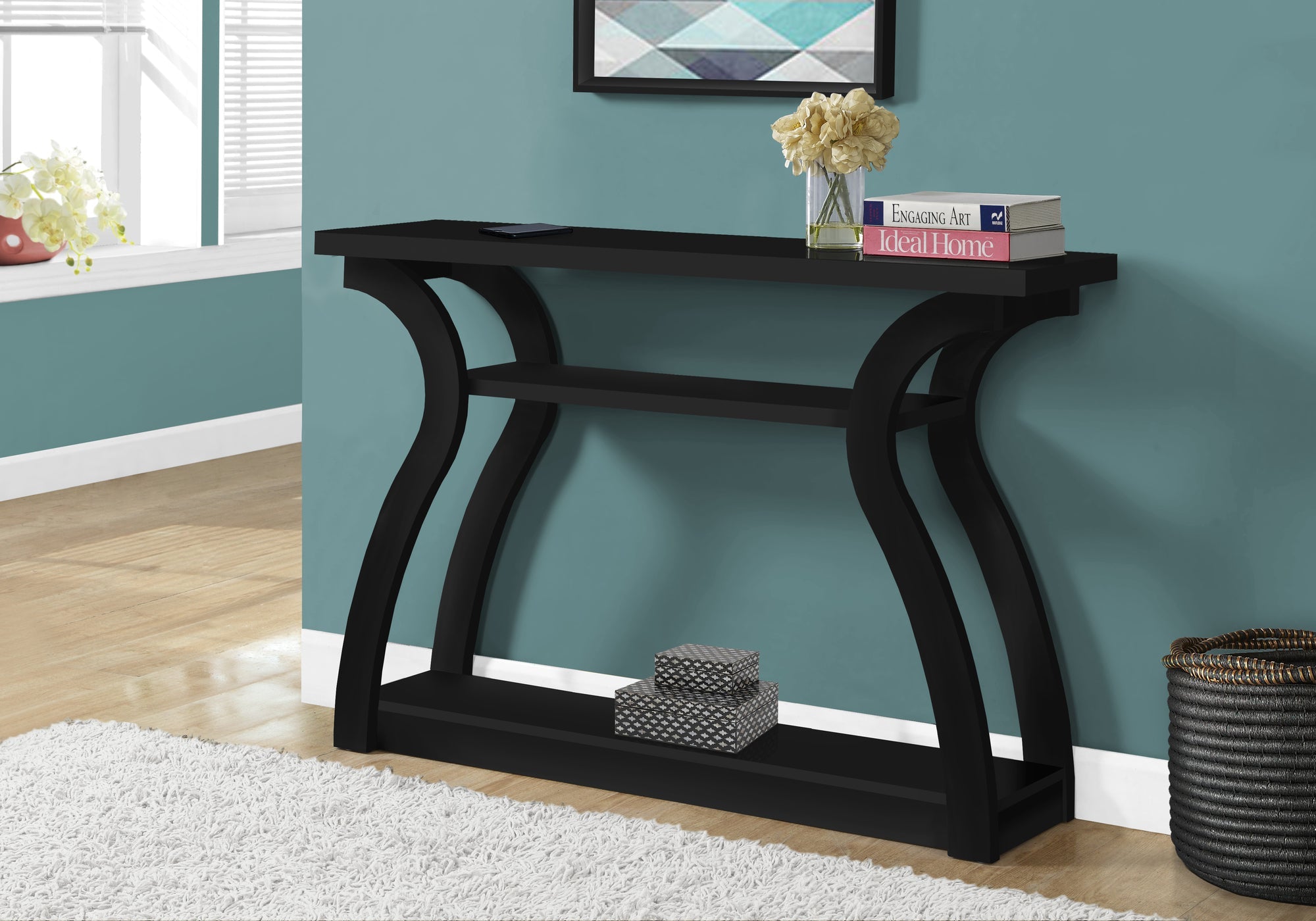 Monarch Specialties I 2439 Table D'appoint, Console, Entrée, Étroit, Sofa, Salon, Chambre À Coucher, Stratifié, Noir, Contemporain, Moderne - Simple Boutique