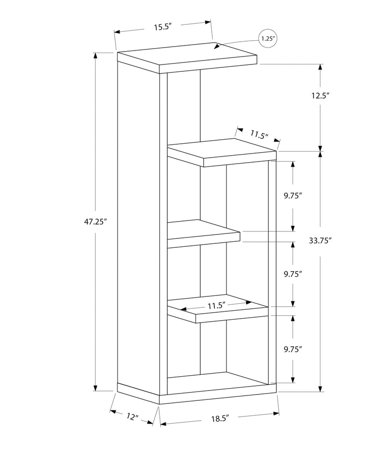 Monarch Specialties I 2467 Étagère À Livres, Étagère, Étagère, 4 Niveaux, 48"h, Bureau, Chambre À Coucher, Stratifié, Brun, Contemporain, Moderne - Simple Boutique