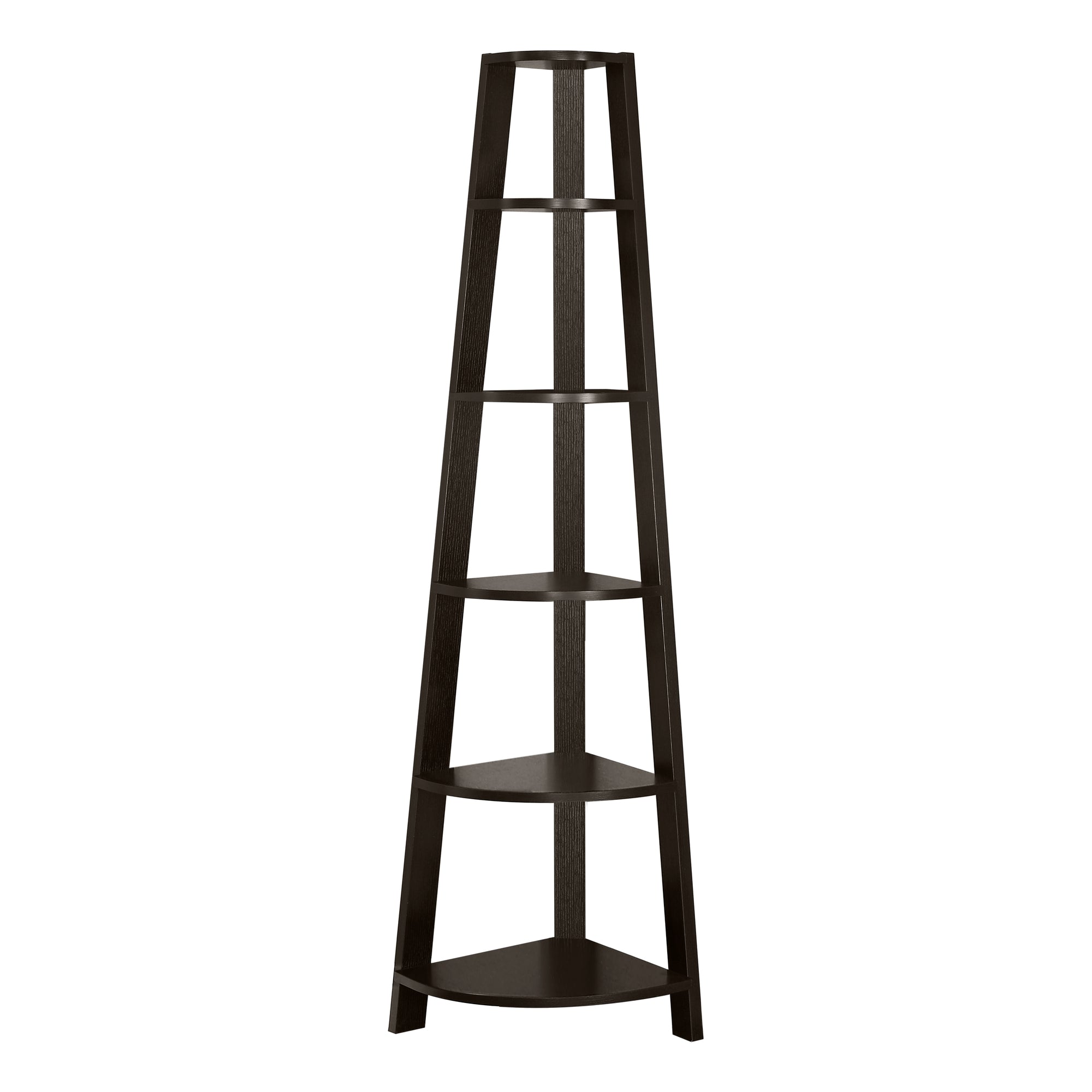 Monarch Specialties I 2495 Étagère À Livres, Étagère, Étagère, Coin, 5 Niveaux, 72"h, Bureau, Chambre À Coucher, Stratifié, Brun, Contemporain, Moderne - Simple Boutique