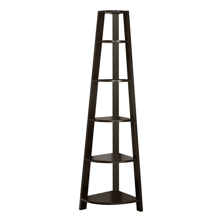Monarch Specialties I 2495 Étagère À Livres, Étagère, Étagère, Coin, 5 Niveaux, 72"h, Bureau, Chambre À Coucher, Stratifié, Brun, Contemporain, Moderne - Simple Boutique