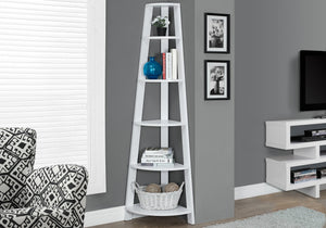 Monarch Specialties I 2496 Étagère À Livres, Étagère, Étagère, Coin, 5 Niveaux, 72"h, Bureau, Chambre À Coucher, Stratifié, Blanc, Contemporain, Moderne - Simple Boutique