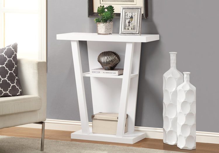 Monarch Specialties I 2560 Table D'appoint, Console, Entrée, Étroit, Sofa, Salon, Chambre À Coucher, Stratifié, Blanc, Contemporain, Moderne - Simple Boutique