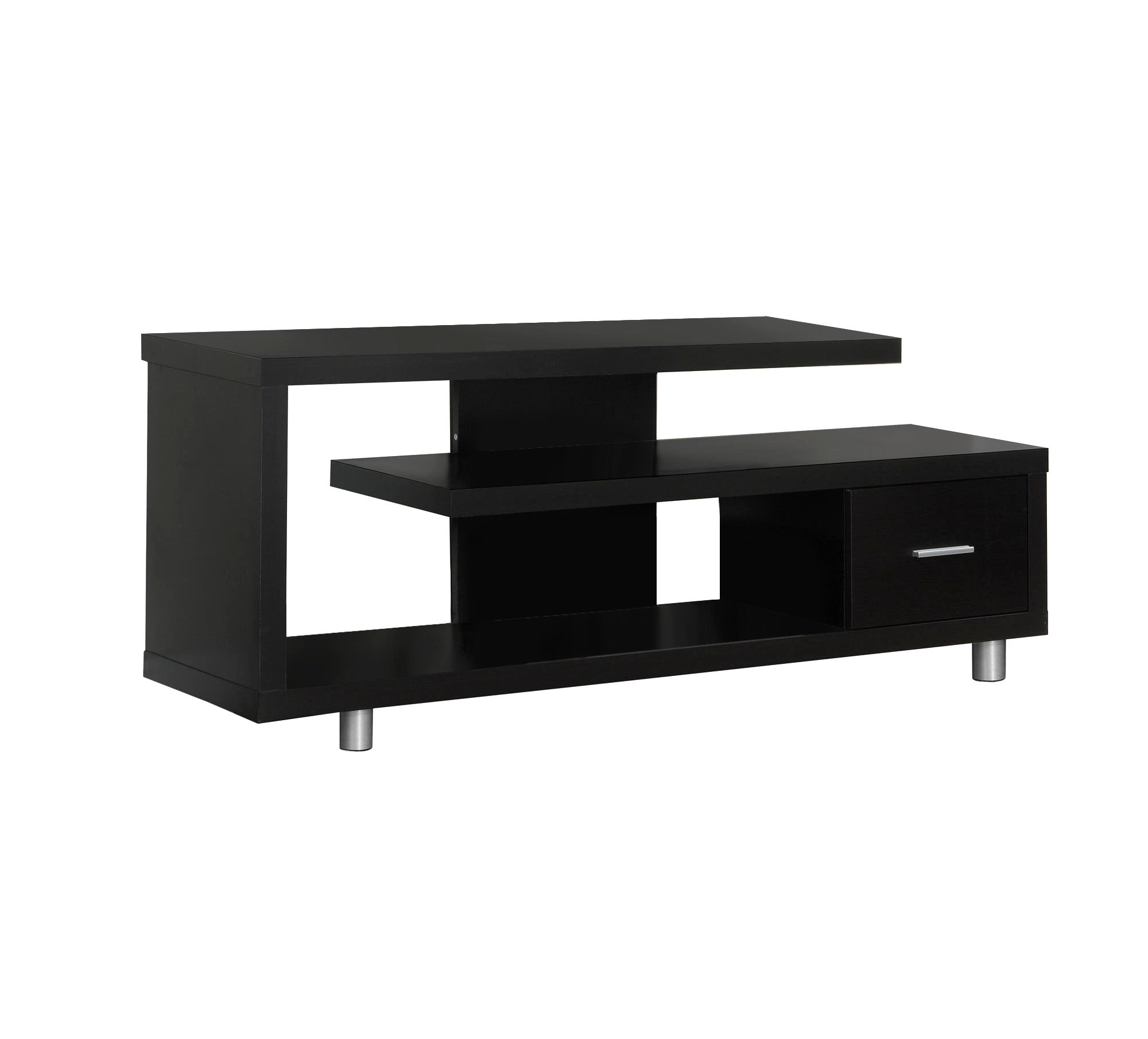 Monarch Specialties I 2572 Meuble Tv, 60 Pouces, Console, Centre De Divertissement Média, Unite De Rangement, Salon, Chambre À Coucher, Stratifié, Brun, Contemporain, Moderne - Simple Boutique