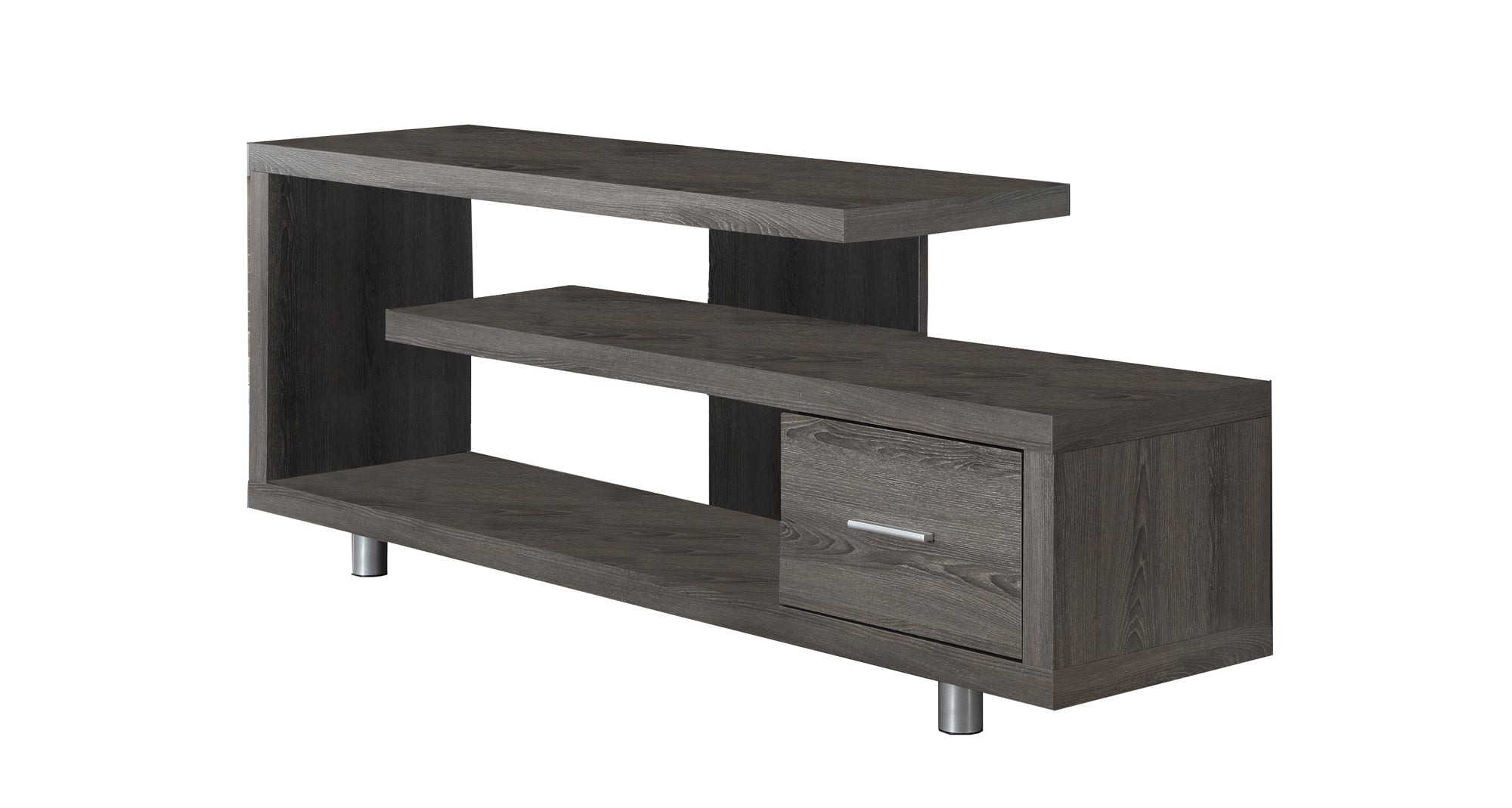 Monarch Specialties I 2574 Meuble Tv, 60 Pouces, Console, Centre De Divertissement Média, Unite De Rangement, Salon, Chambre À Coucher, Stratifié, Brun, Contemporain, Moderne - Simple Boutique