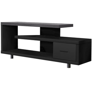 Monarch Specialties I 2575 Meuble Tv, 60 Pouces, Console, Centre De Divertissement Média, Unite De Rangement, Salon, Chambre À Coucher, Stratifié, Noir, Gris, Contemporain, Moderne - Simple Boutique