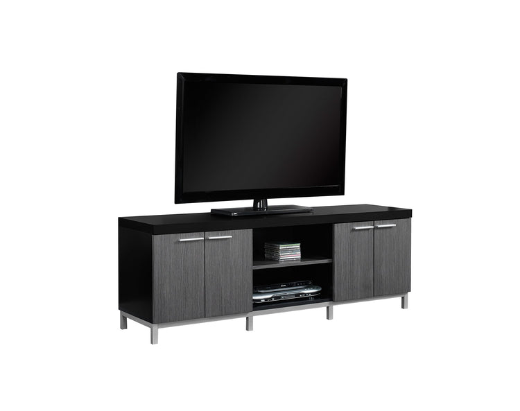 Monarch Specialties I 2590 Meuble Tv, 60 Pouces, Console, Centre De Divertissement Média, Unite De Rangement, Salon, Chambre À Coucher, Stratifié, Noir, Gris, Contemporain, Moderne - Simple Boutique