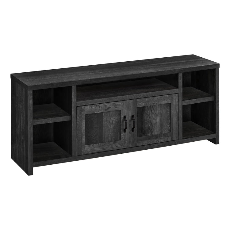 Monarch Specialties I 2743 Meuble Tv, 60 Pouces, Console, Centre De Divertissement Média, Unite De Rangement, Salon, Chambre À Coucher, Stratifié, Noir, Transitionnel - Simple Boutique