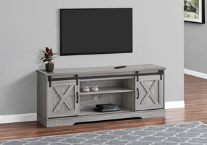 Monarch Specialties I 2747 Meuble Tv, 60 Pouces, Console, Centre De Divertissement Média, Unite De Rangement, Salon, Chambre À Coucher, Stratifié, Gris, Transitionnel - Simple Boutique