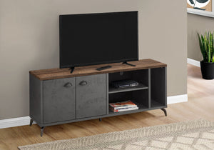 Monarch Specialties I 2831 Meuble Tv, 60 Pouces, Console, Centre De Divertissement Média, Unite De Rangement, Salon, Chambre À Coucher, Stratifié, Métal, Gris, Brun, Contemporain, Moderne - Simple Boutique