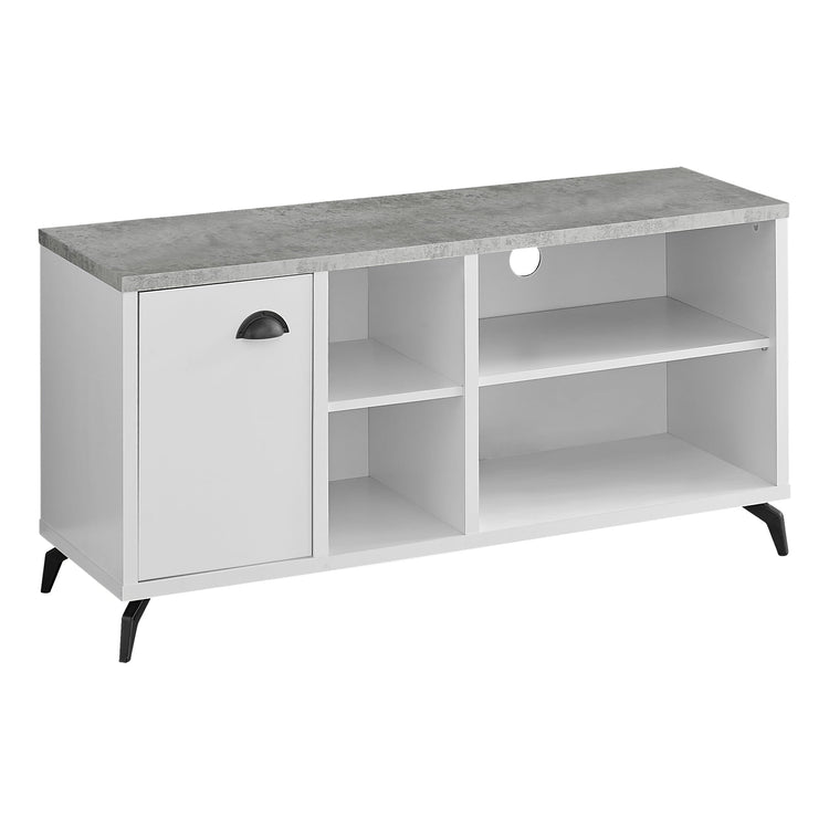 Monarch Specialties I 2840 Meuble Tv, 48 Pouces, Console, Centre De Divertissement Média, Unite De Rangement, Salon, Chambre À Coucher, Stratifié, Métal, Gris, Blanc, Contemporain, Moderne - Simple Boutique
