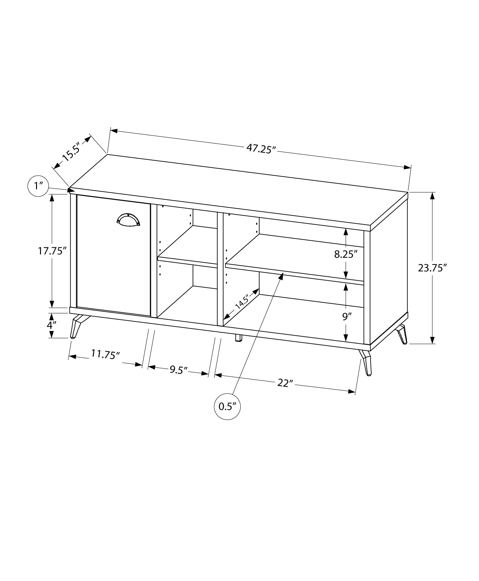 Monarch Specialties I 2840 Meuble Tv, 48 Pouces, Console, Centre De Divertissement Média, Unite De Rangement, Salon, Chambre À Coucher, Stratifié, Métal, Gris, Blanc, Contemporain, Moderne - Simple Boutique