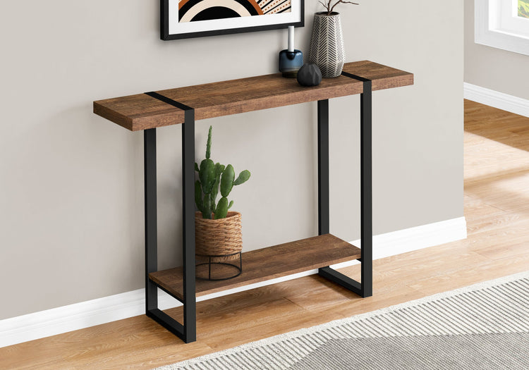 Monarch Specialties I 2851 Table D'appoint, Console, Entrée, Étroit, Sofa, Salon, Chambre À Coucher, Métal, Stratifié, Brun, Noir, Contemporain, Moderne - Simple Boutique