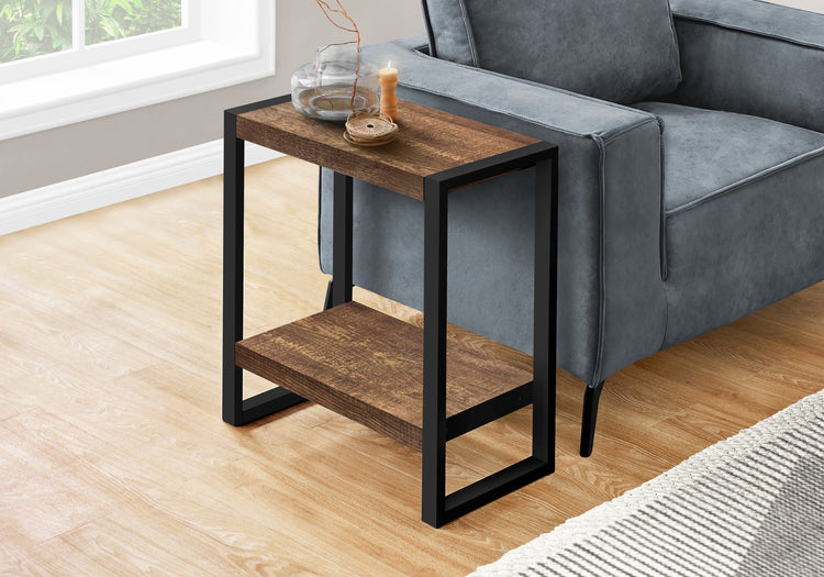 Monarch Specialties I 2852 Table D'appoint, Côté, Bout, Table De Nuit, Lampe, Salon, Chambre À Coucher, Métal, Stratifié, Brun, Noir, Contemporain, Moderne - Simple Boutique