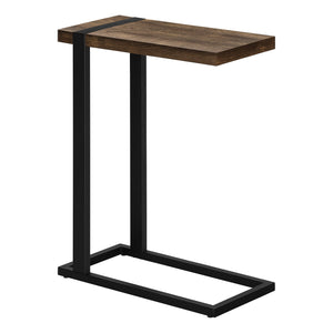 Monarch Specialties I 2853 Table D'appoint, En Forme De C, Bout, Côté, Collation, Salon, Chambre À Coucher, Métal, Stratifié, Brun, Noir, Contemporain, Moderne - Simple Boutique