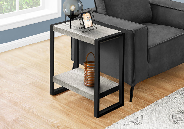 Monarch Specialties I 2857 Table D'appoint, Côté, Bout, Table De Nuit, Lampe, Salon, Chambre À Coucher, Métal, Stratifié, Gris, Noir, Contemporain, Moderne - Simple Boutique